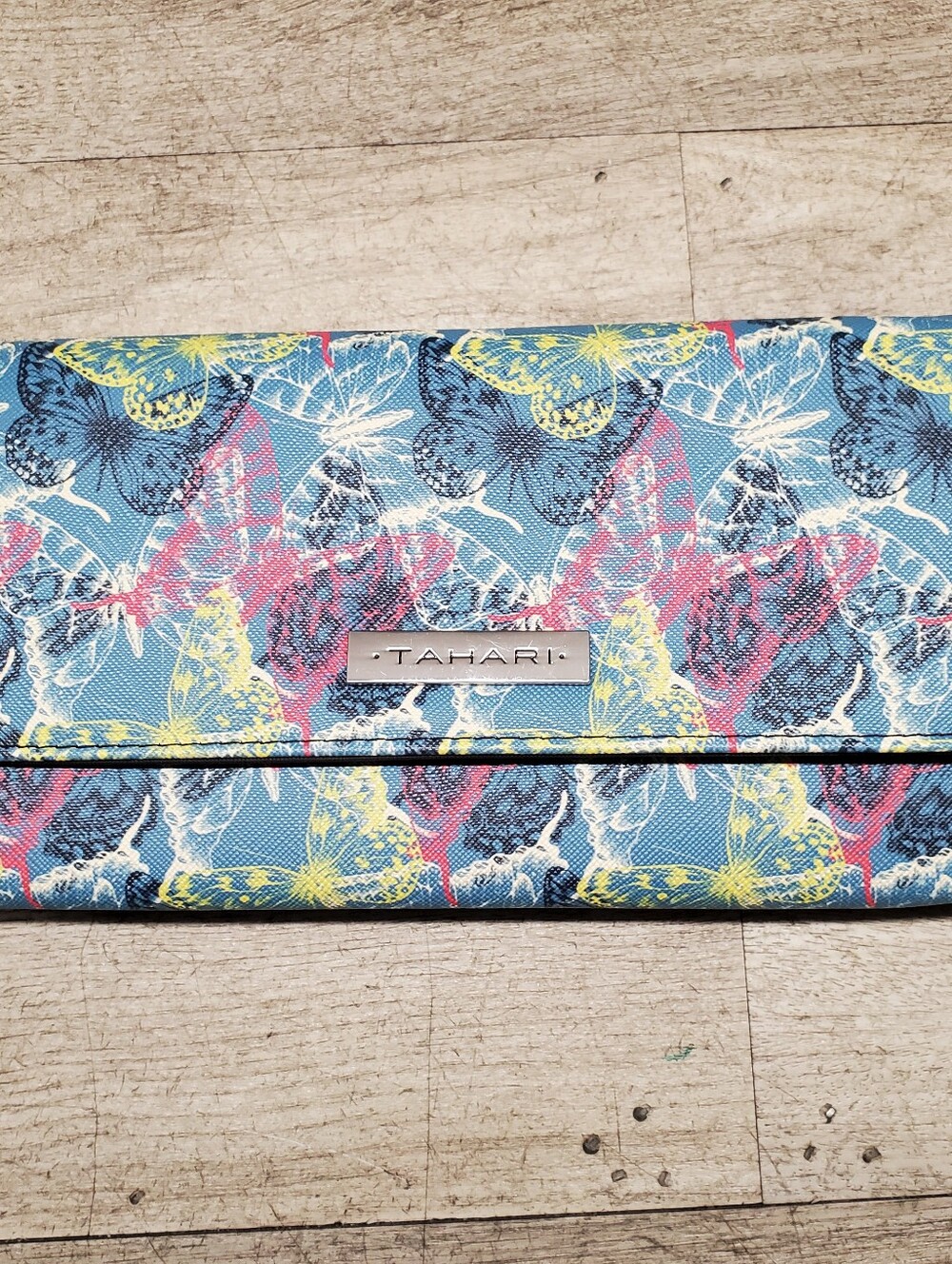 Tahari butterfly print clutch wallet